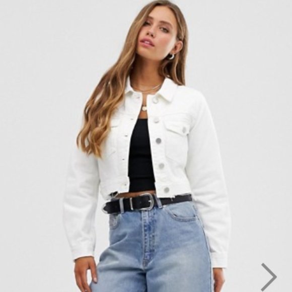 ASOS White Cropped Denim Jacket - Picture 3 of 3